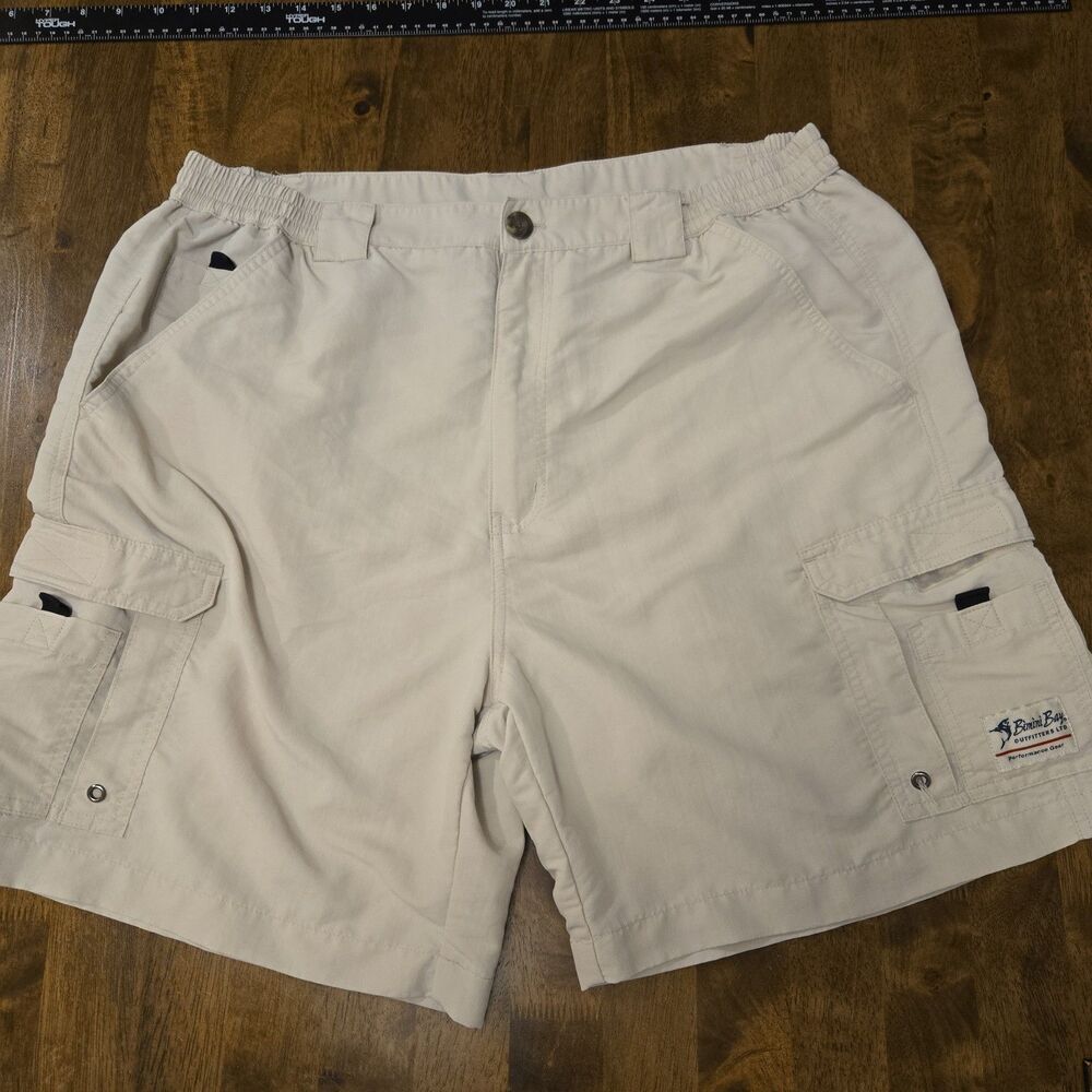 Bimini Bay Mens Cargo Nylon Fishing Shorts Sz 40 Outdoor Elastic Waist Utility